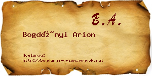Bogdányi Arion névjegykártya